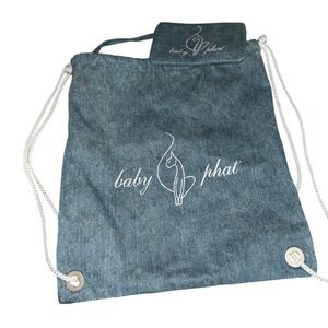 Baby Phat Denim Drawstring Backpack Bag Cosmetic Pouch Included
